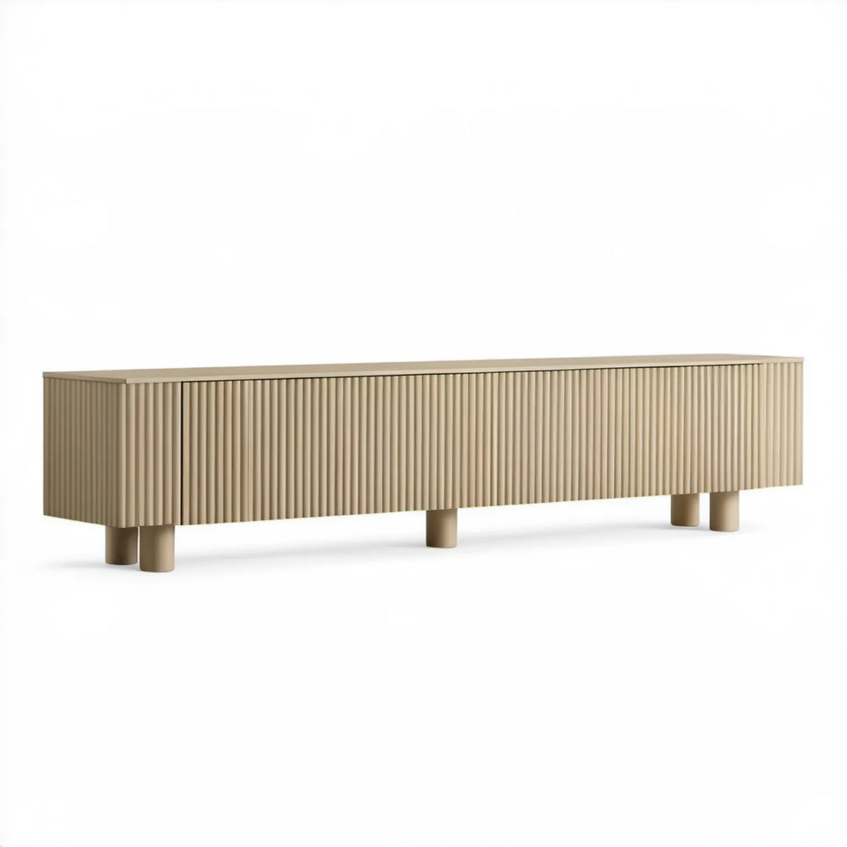 Prostokątna szafka RTV z MDF, beżowa, 180 x 40 x 50 cm