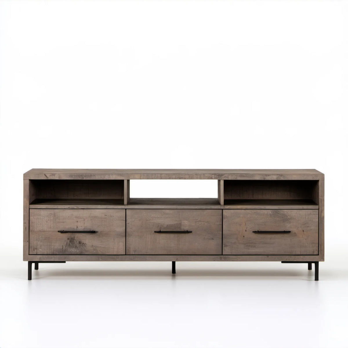 Szafka RTV industrialna z laminowanej płyty MDF, szarobrązowo-czarna, 180 x 40 x 60 cm