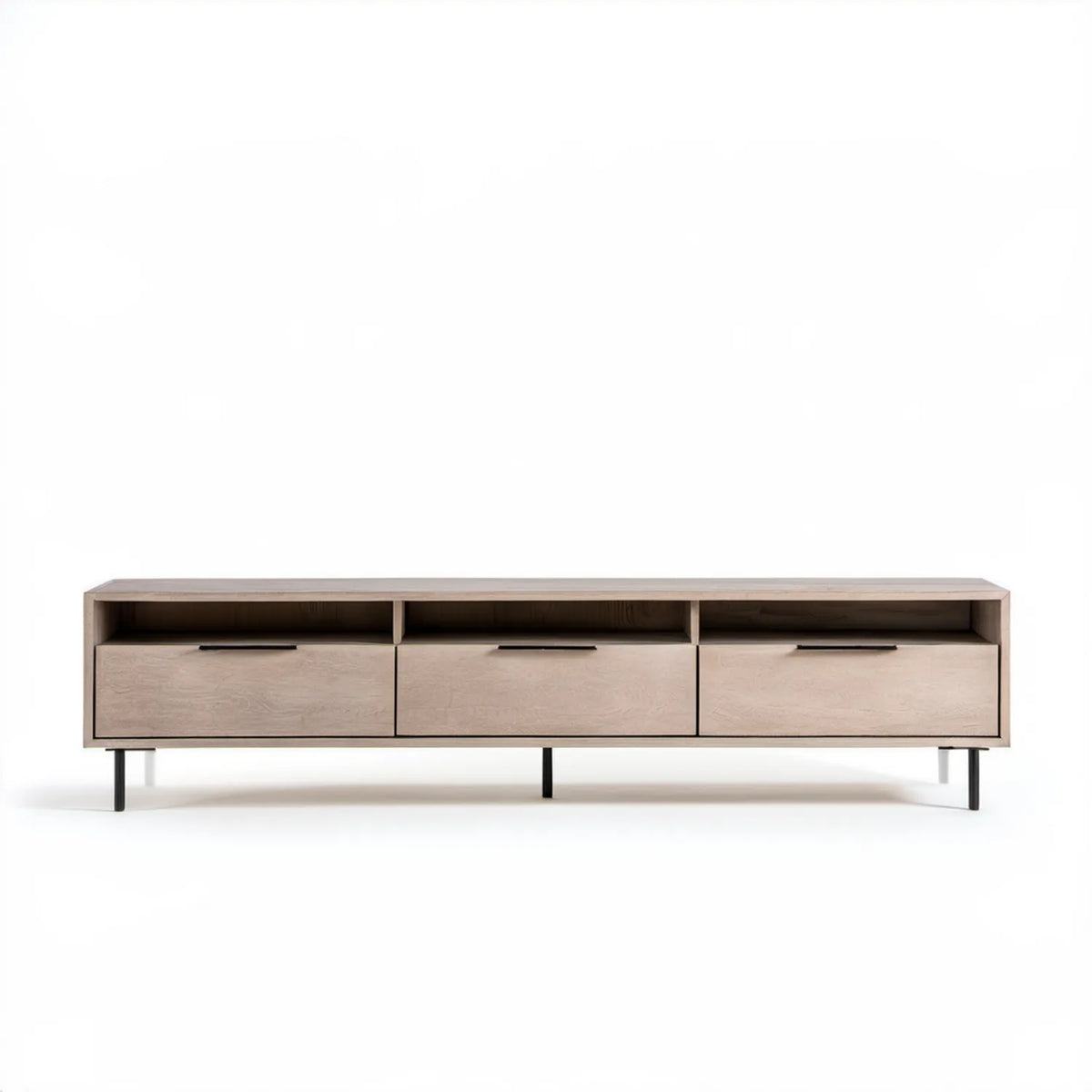Szafka RTV w stylu skandynawskim, jasny dąb/czarny, 180 x 40 x 50 cm