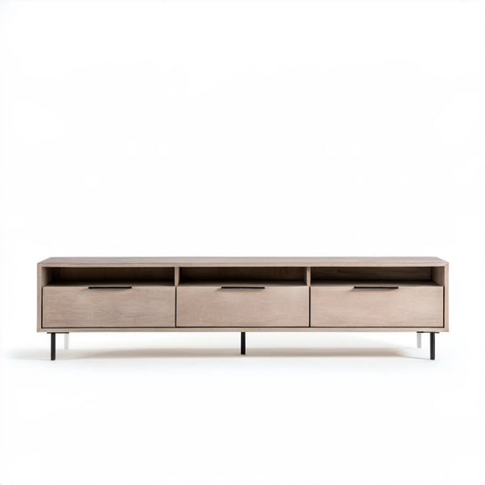 Szafka RTV w stylu skandynawskim, jasny dąb/czarny, 180 x 40 x 50 cm