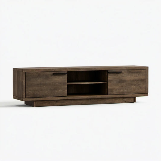 Ciemnobrązowa szafka RTV z litego drewna akacjowego 180 x 45 x 55 cm